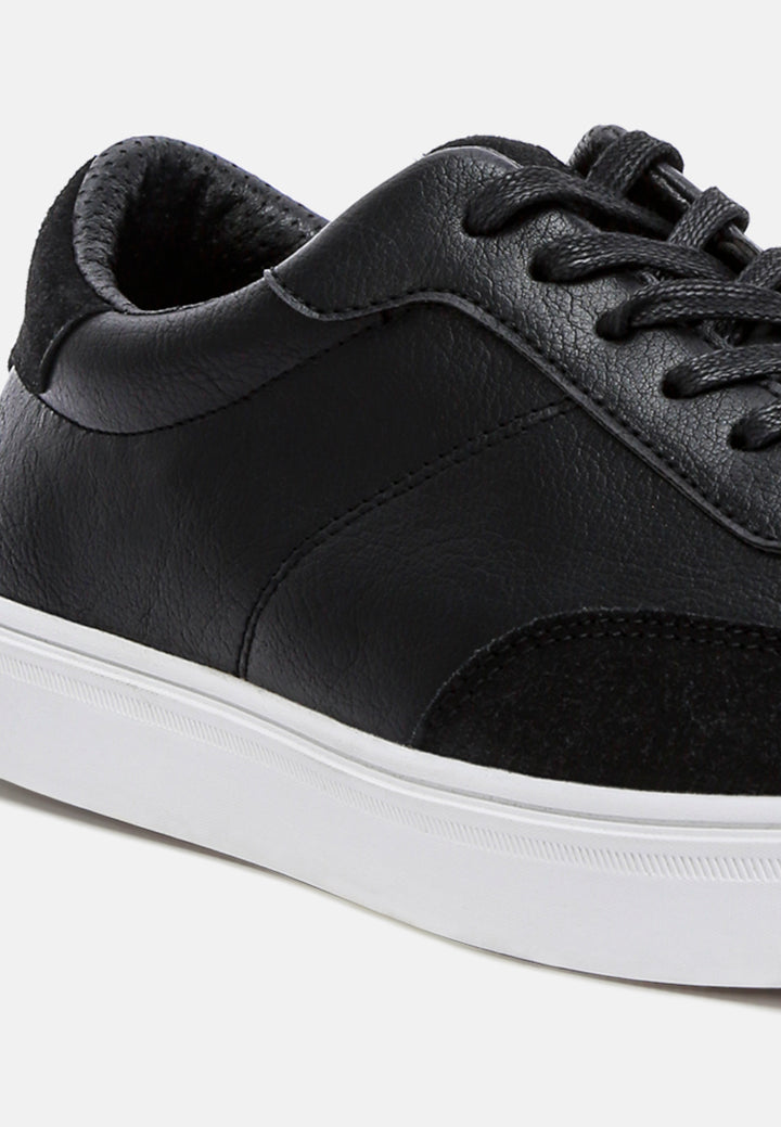men panelling detailed lace-up sneakers#color_black