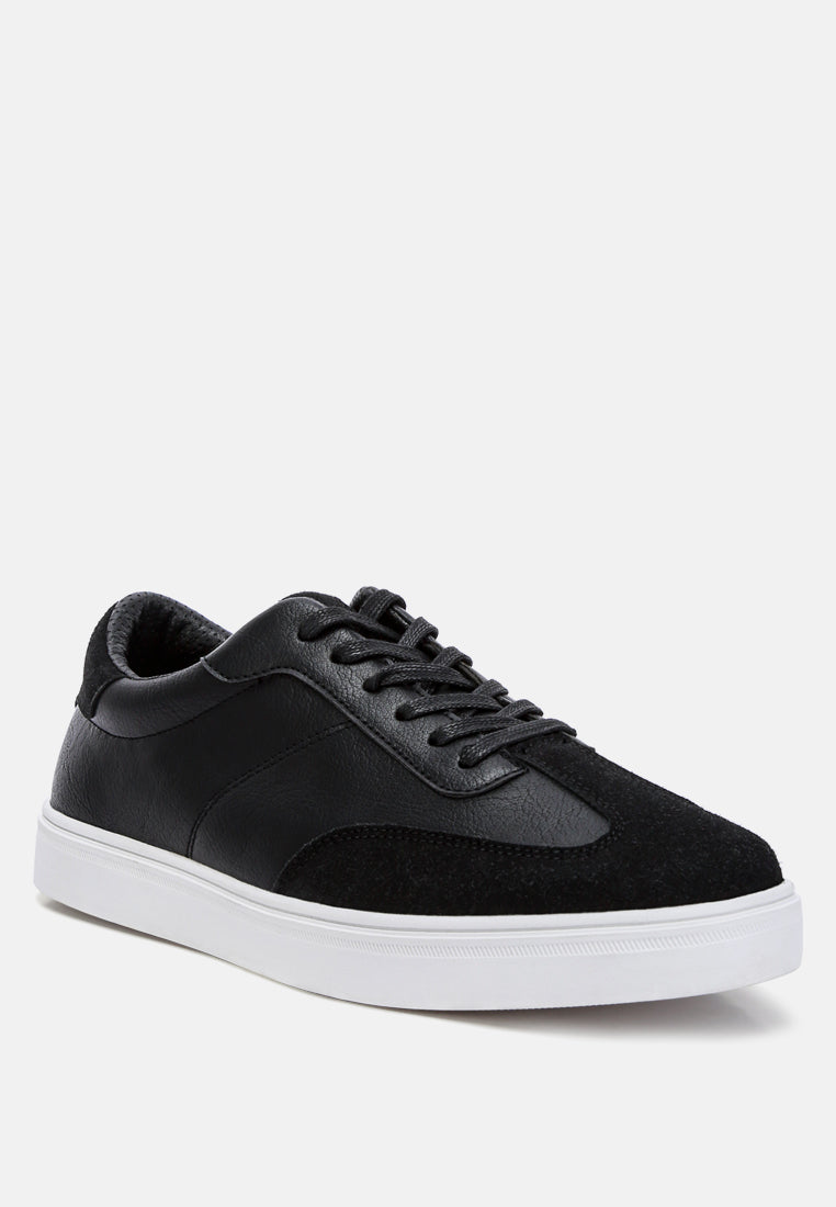 men panelling detailed lace-up sneakers#color_black