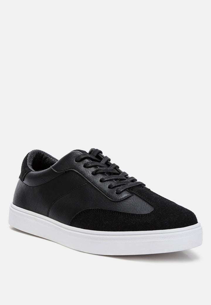 men panelling detailed lace-up sneakers#color_black