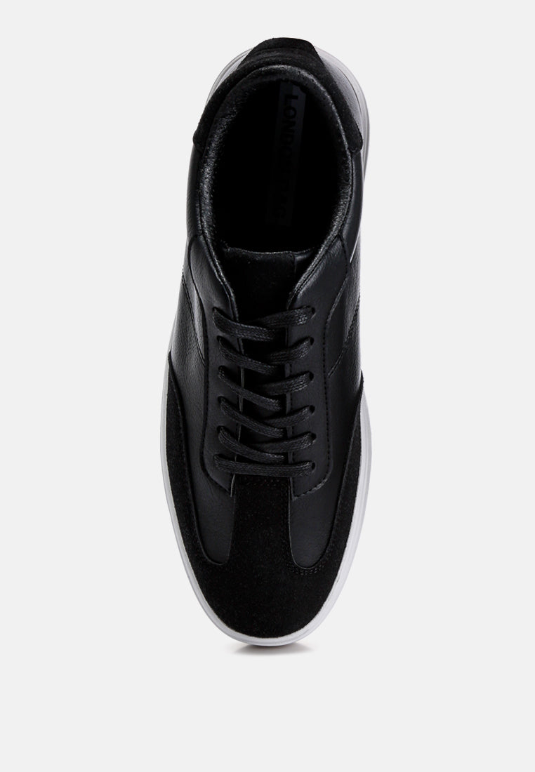 men panelling detailed lace-up sneakers#color_black