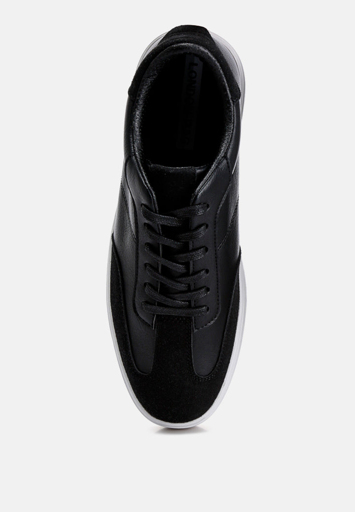 men panelling detailed lace-up sneakers#color_black