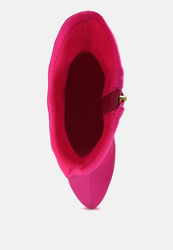 women high heeled lycra ankle boot#color_fuchsia