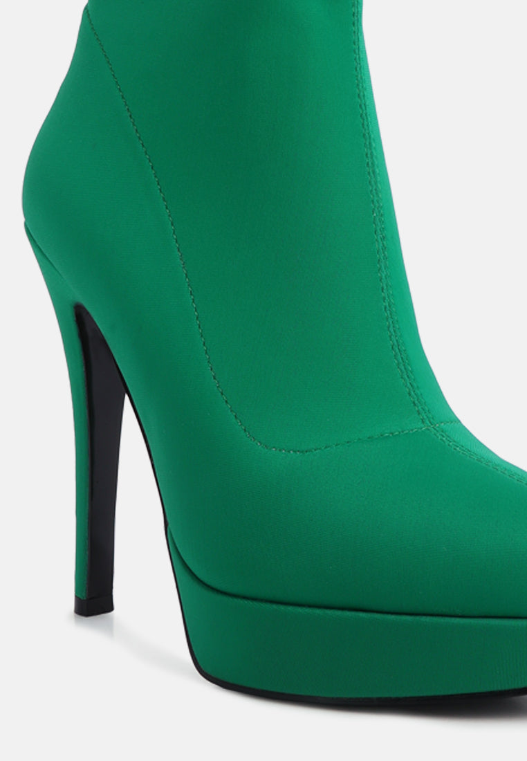 women high heeled lycra ankle boot#color_green