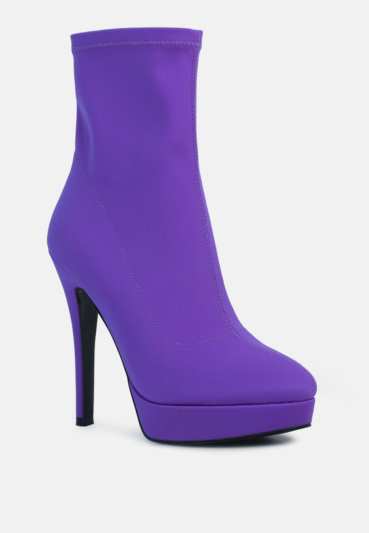 women high heeled lycra ankle boot#color_purple