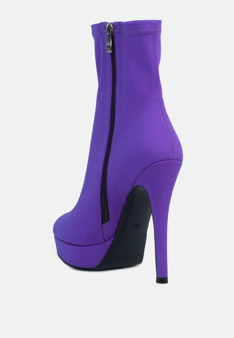 women high heeled lycra ankle boot#color_purple