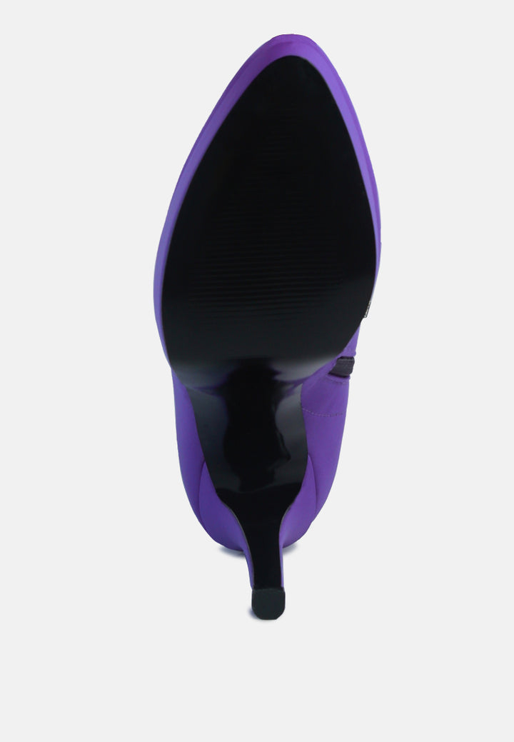 women high heeled lycra ankle boot#color_purple