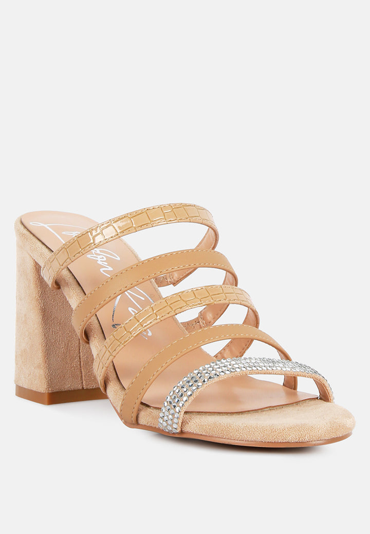women multi strap diamante detail sandals#color_beige