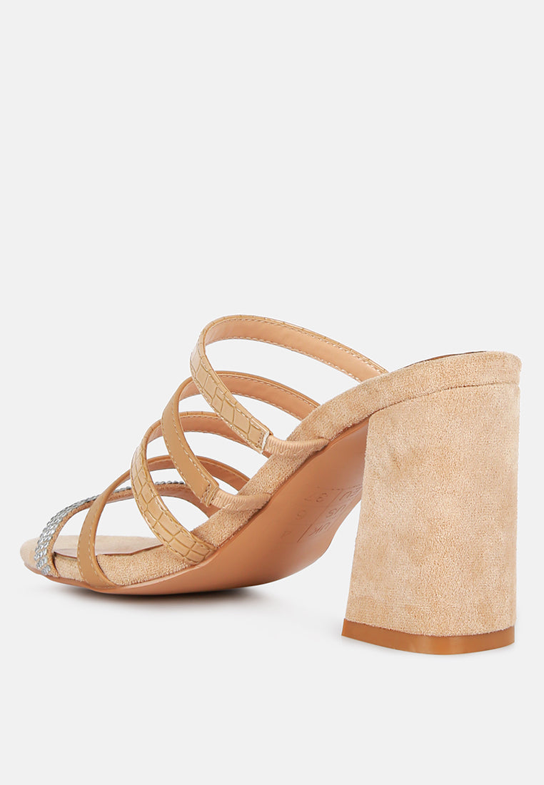 women multi strap diamante detail sandals#color_beige