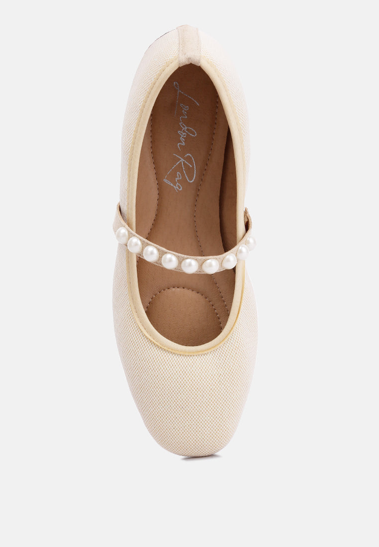 women pearl embellished ballerina flats#color_beige