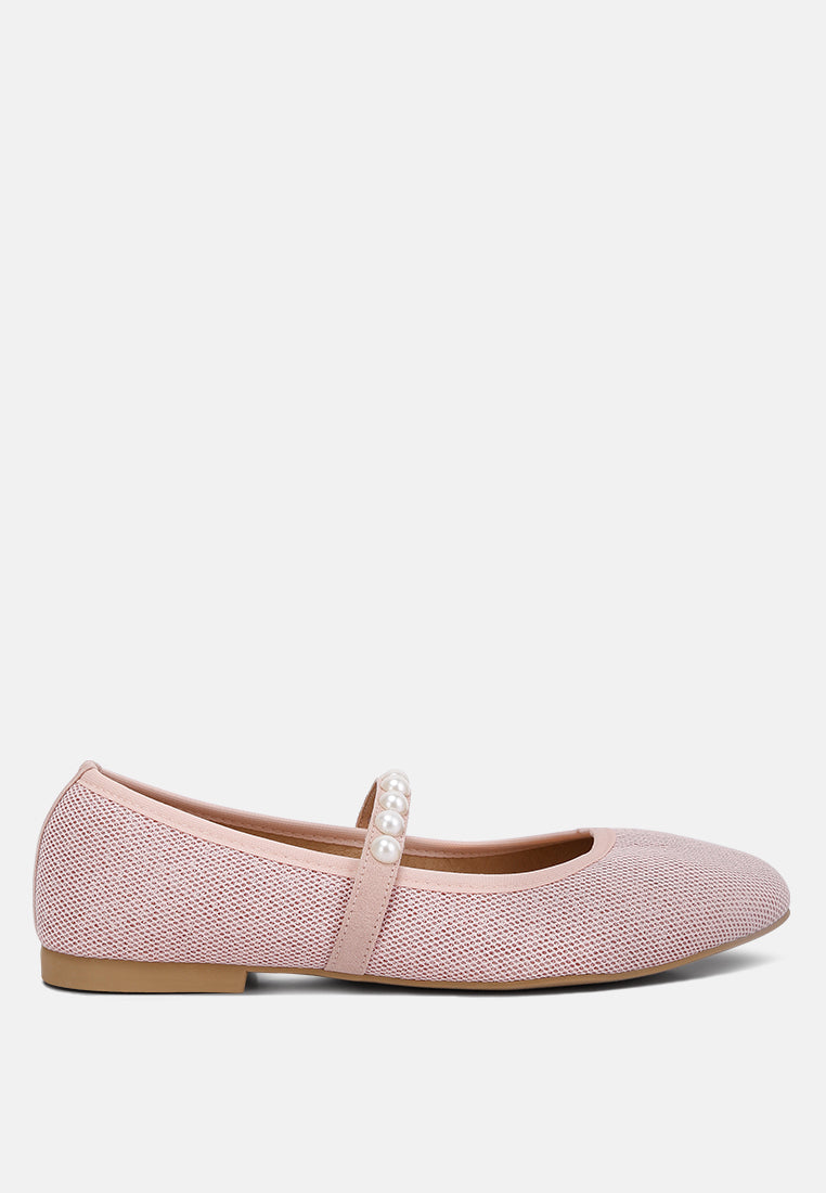women pearl embellished ballerina flats#color_pink