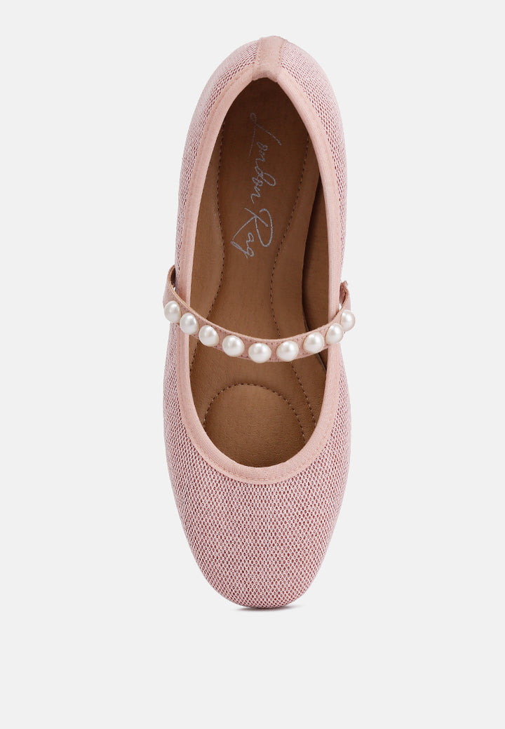 women pearl embellished ballerina flats#color_pink