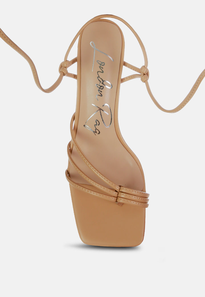 women toe ring tie up block sandals#color_nude