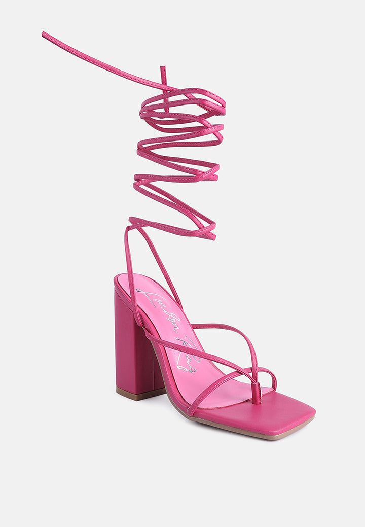 women lace up block heeled sandal#color_fuchsia