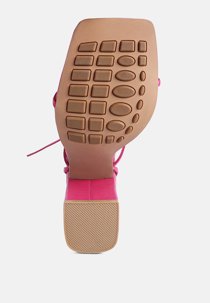 women lace up block heeled sandal#color_fuchsia