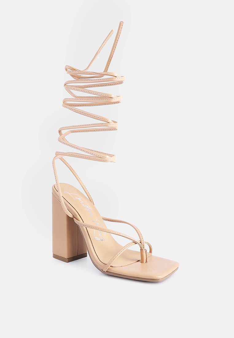 Women Lace Up Block Heeled Sandal