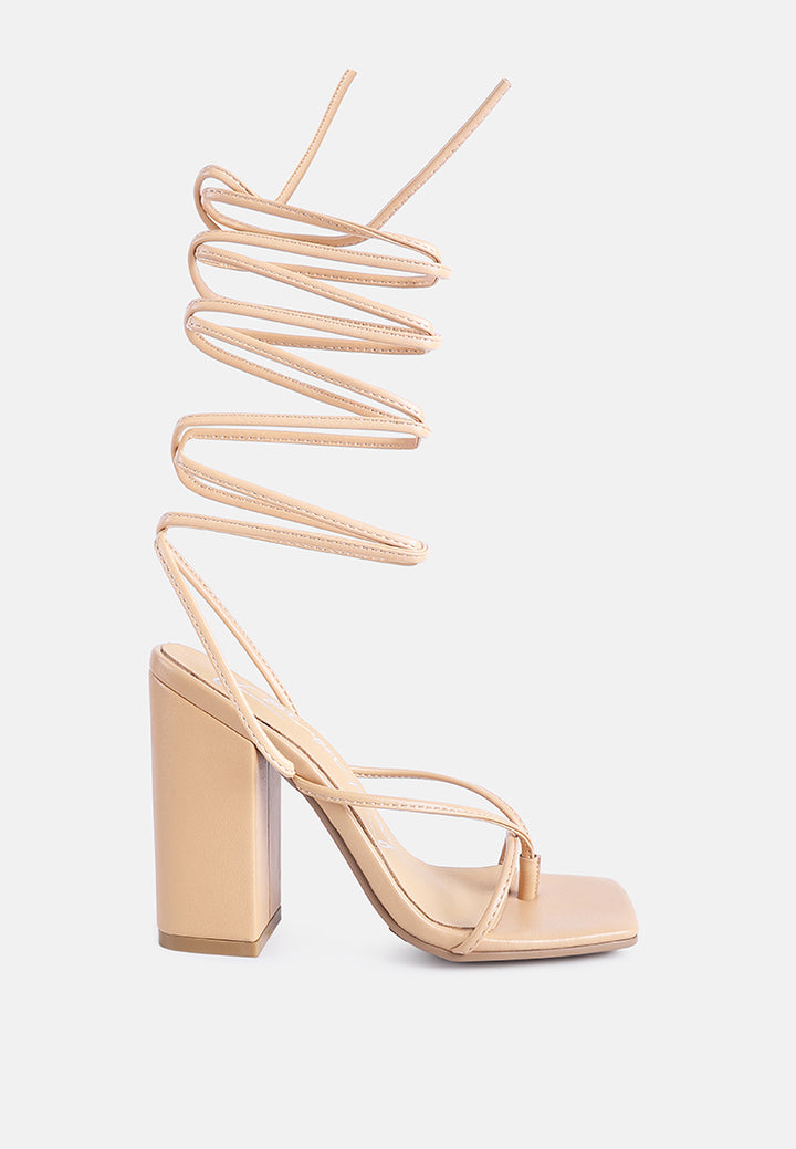 Women Lace Up Block Heeled Sandal