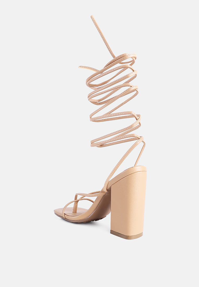 Women Lace Up Block Heeled Sandal