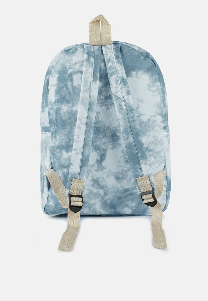 printed casual backpack#color_blue