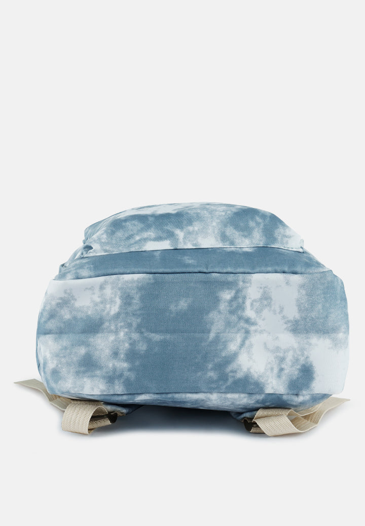 printed casual backpack#color_blue