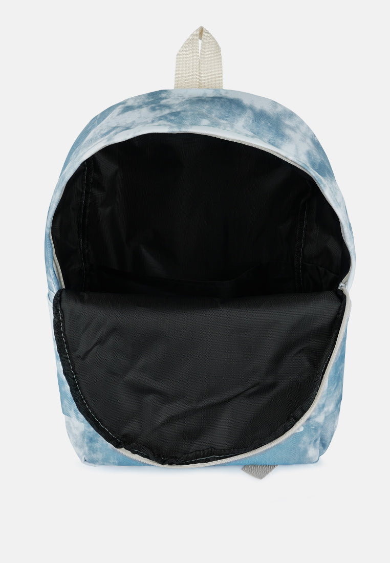 printed casual backpack#color_blue