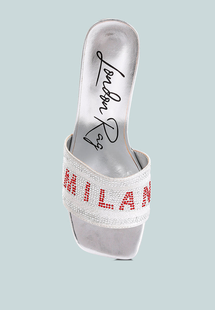 women diamante embellished milan sandals#color_silver