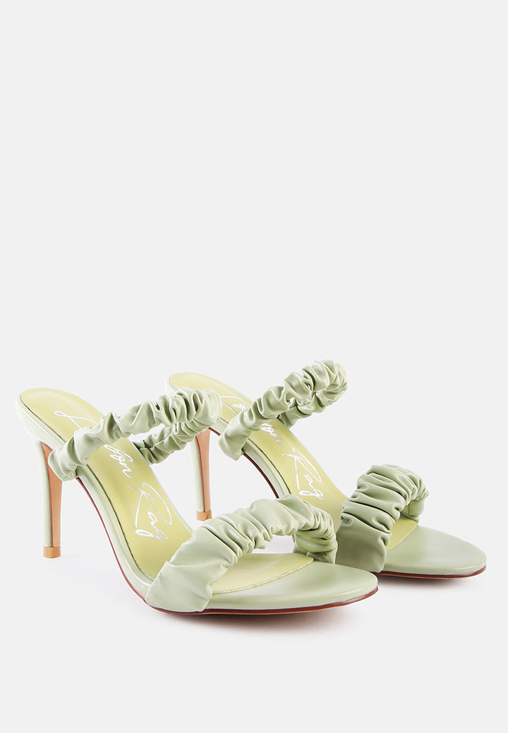 women gather straps slip-on heeled sandal#color_mint-green