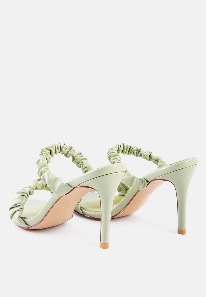 women gather straps slip-on heeled sandal#color_mint-green