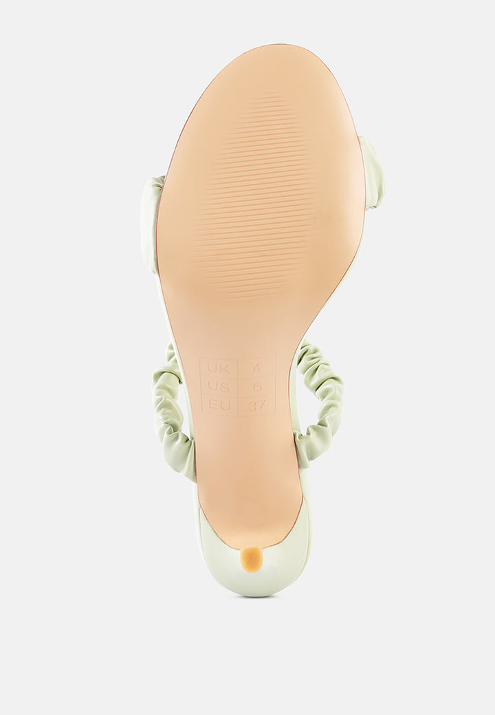 women gather straps slip-on heeled sandal#color_mint-green