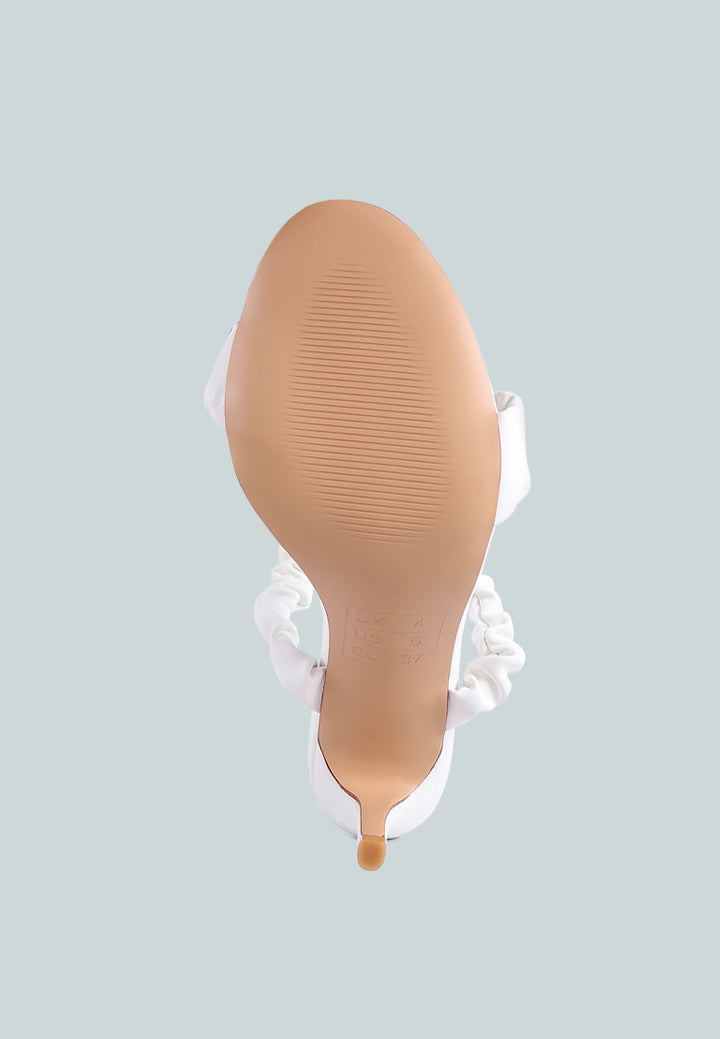 women gather straps slip-on heeled sandal#color_white