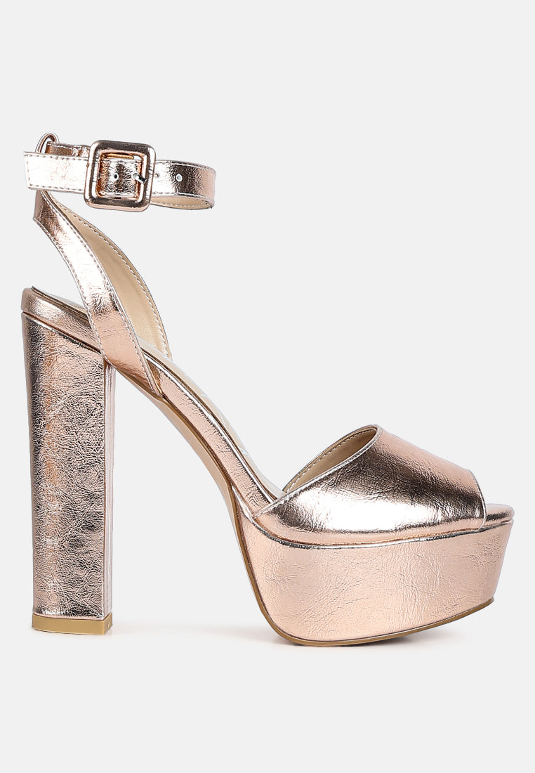 women peep-toe high platform block sandals#color_rose-gold