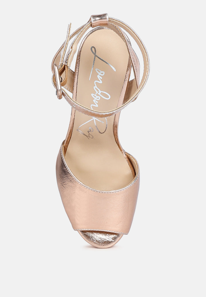 women peep-toe high platform block sandals#color_rose-gold