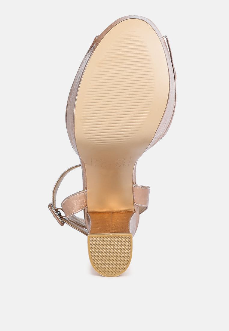 women peep-toe high platform block sandals#color_rose-gold