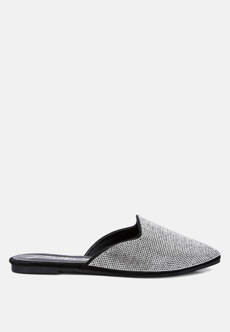 women rhinestones embellished mules#color_black