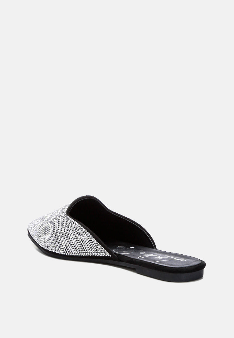 women rhinestones embellished mules#color_black