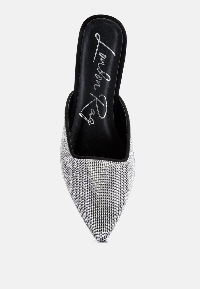 women rhinestones embellished mules#color_black