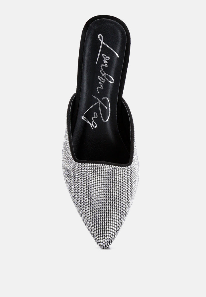 women rhinestones embellished mules#color_black