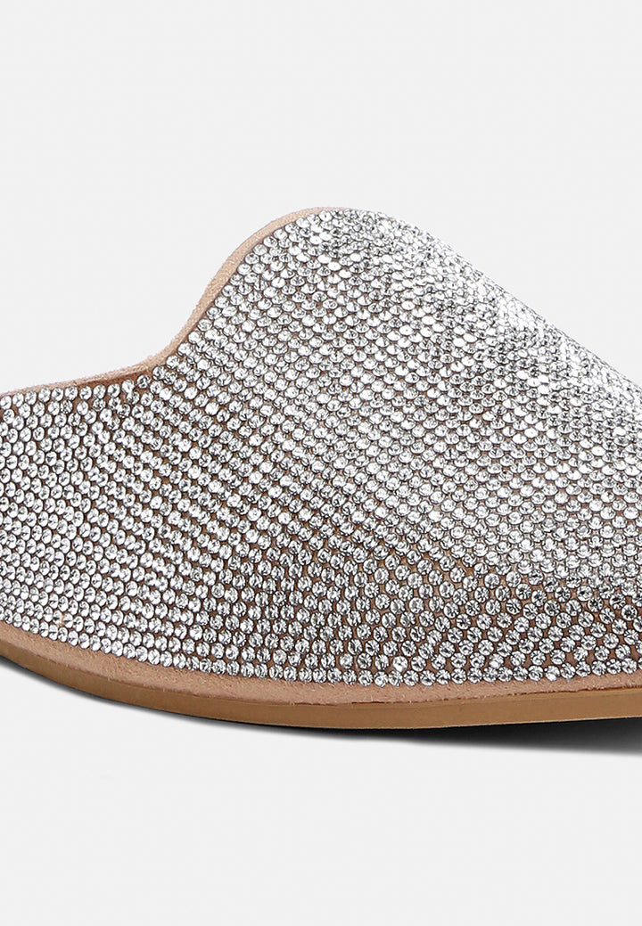 women rhinestones embellished mules#color_beige