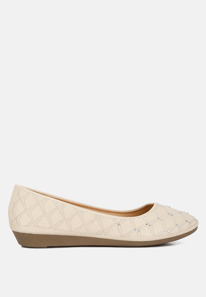 women rhinestone embellished ballerinas#color_beige