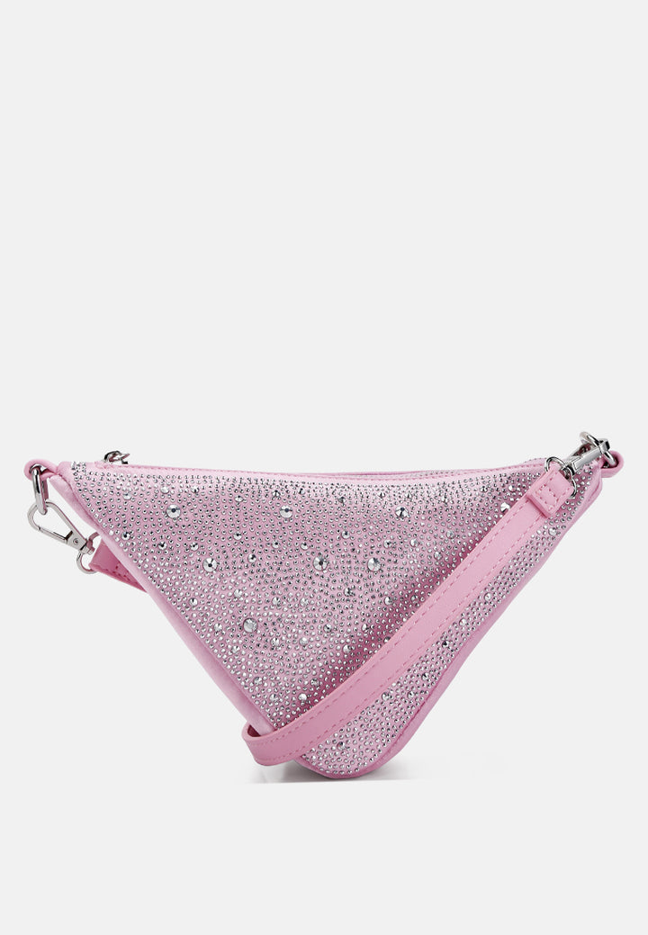 Rhinestone Embellished Triangle Bag