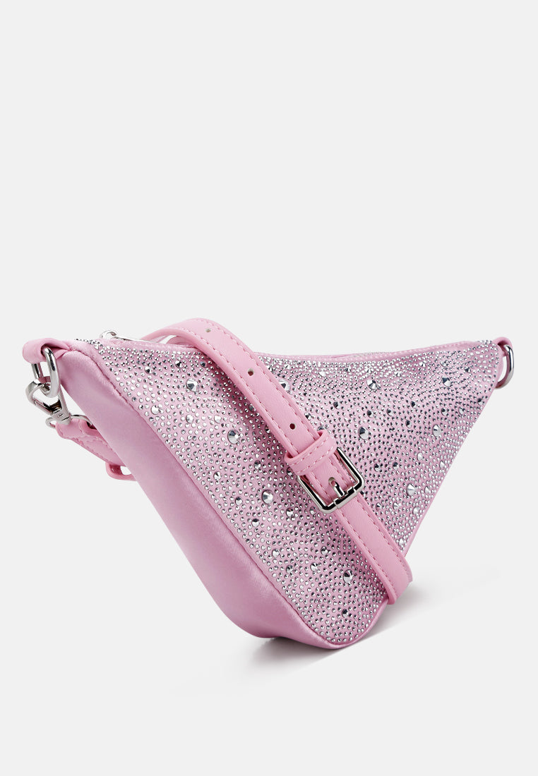 Rhinestone Embellished Triangle Bag