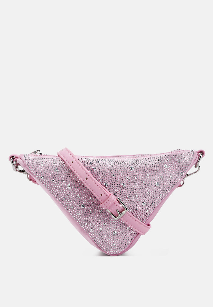 Rhinestone Embellished Triangle Bag