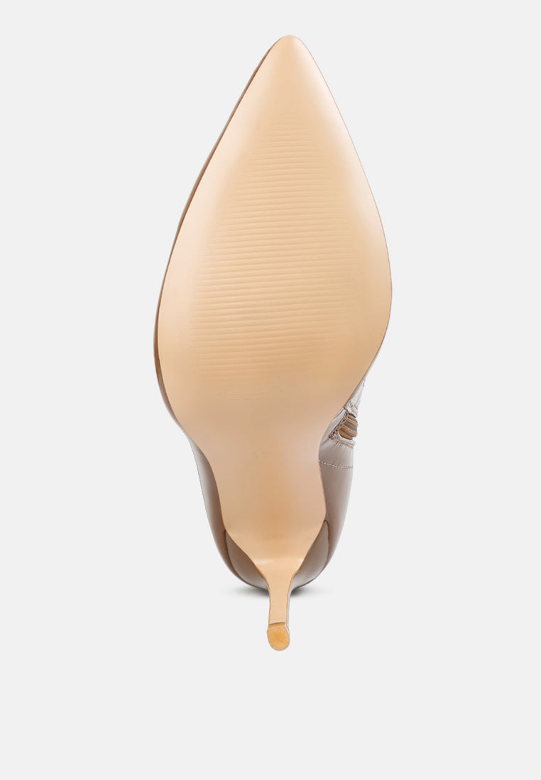 women stiletto long boots#color_brown