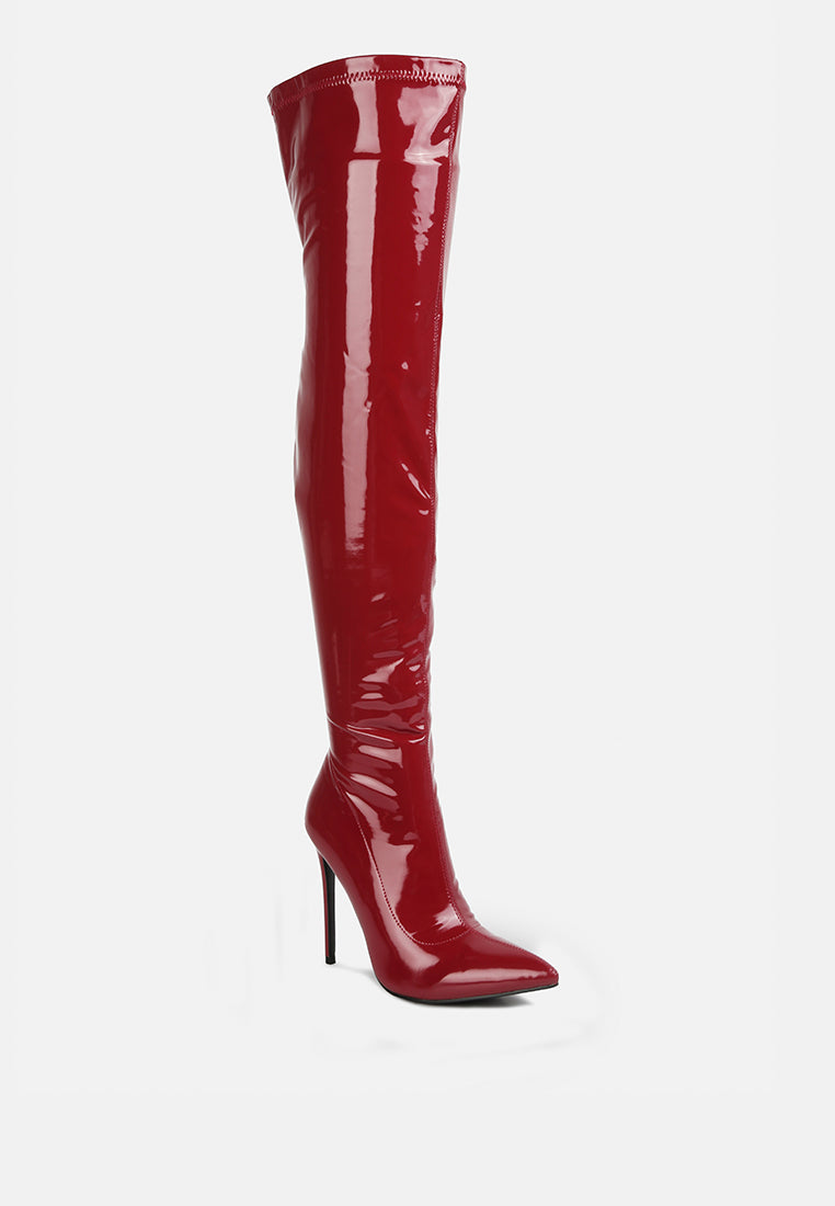 women stiletto long boots#color_burgundy