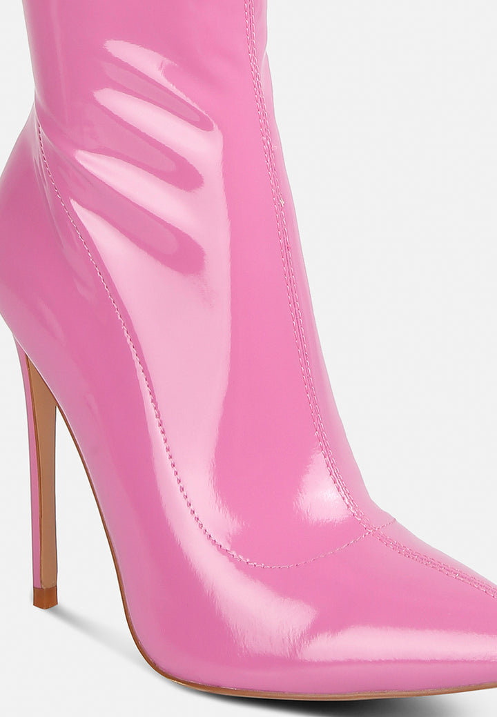 women stiletto long boots#color_pink