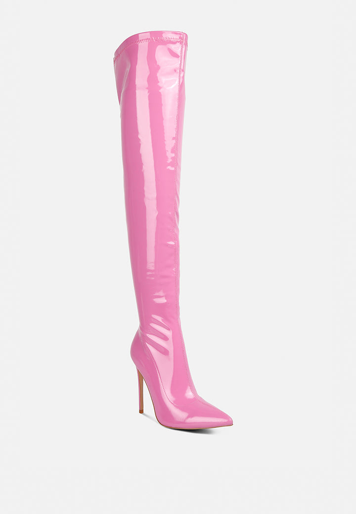 women stiletto long boots#color_pink
