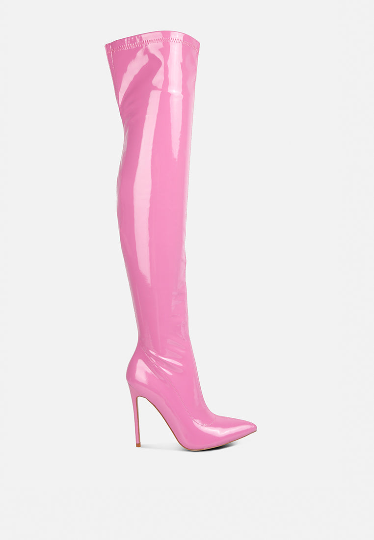 women stiletto long boots#color_pink