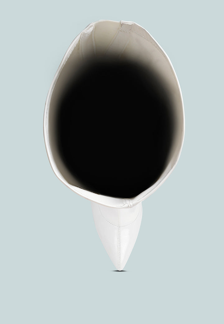 women stiletto long boots#color_white