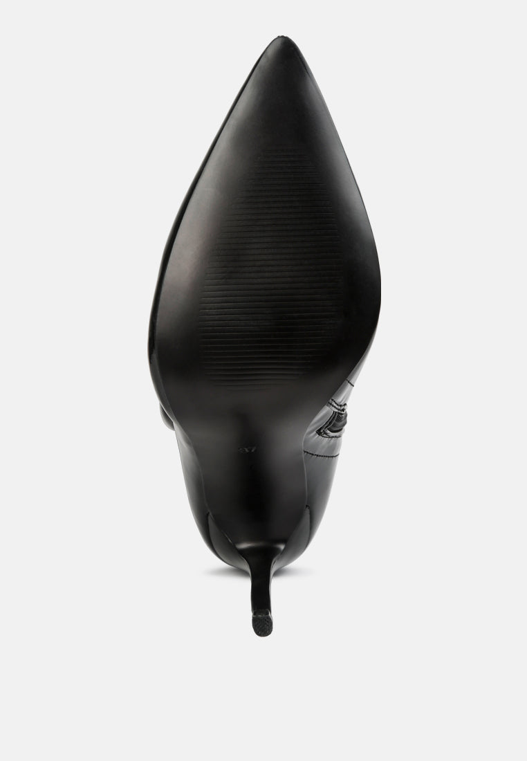 women stiletto long boots#color_black