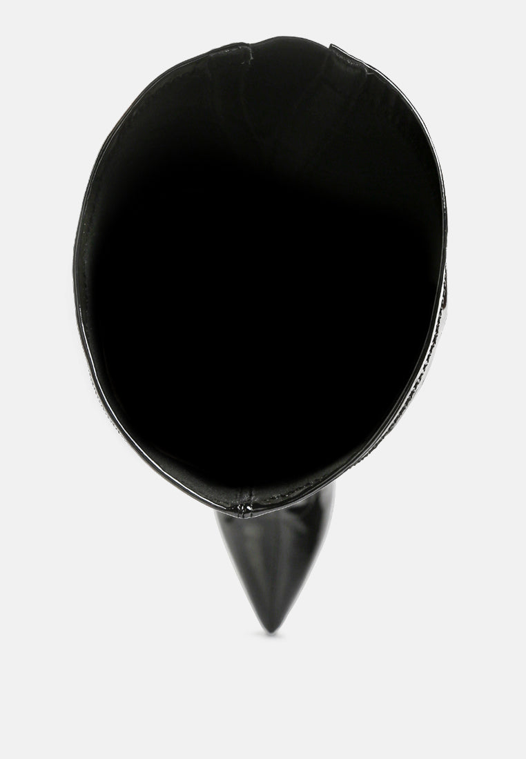 women stiletto long boots#color_black