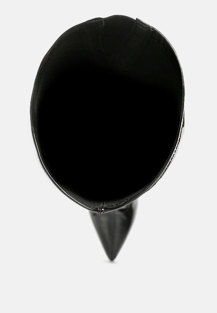 women stiletto long boots#color_black